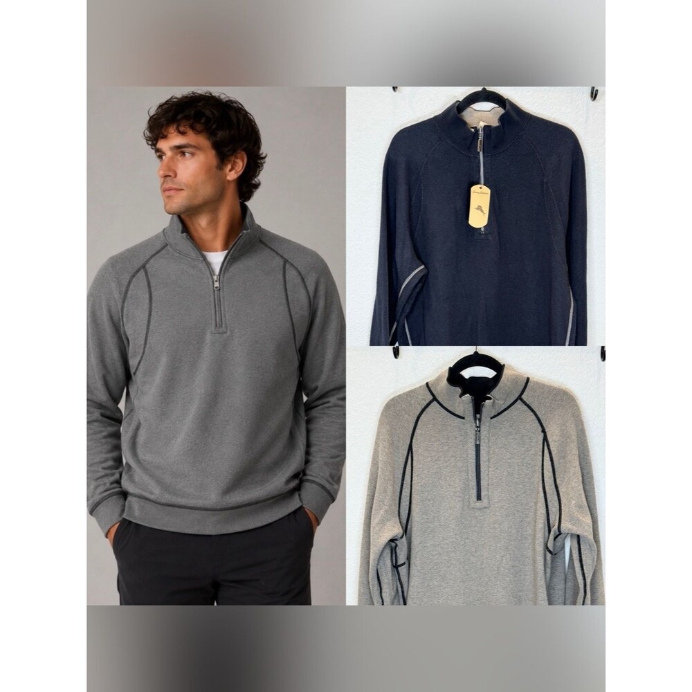 Tommy Bahama Reversible Half Zip Pullover NWT! in Midnight Oil size Large